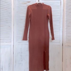 Mock neck body con dress